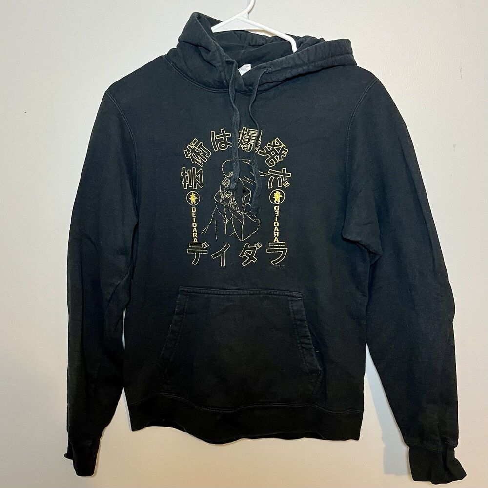 Naruto Shippuden Deidara Hoodie Adult Size S Black Yellow Anime Sweatshirt